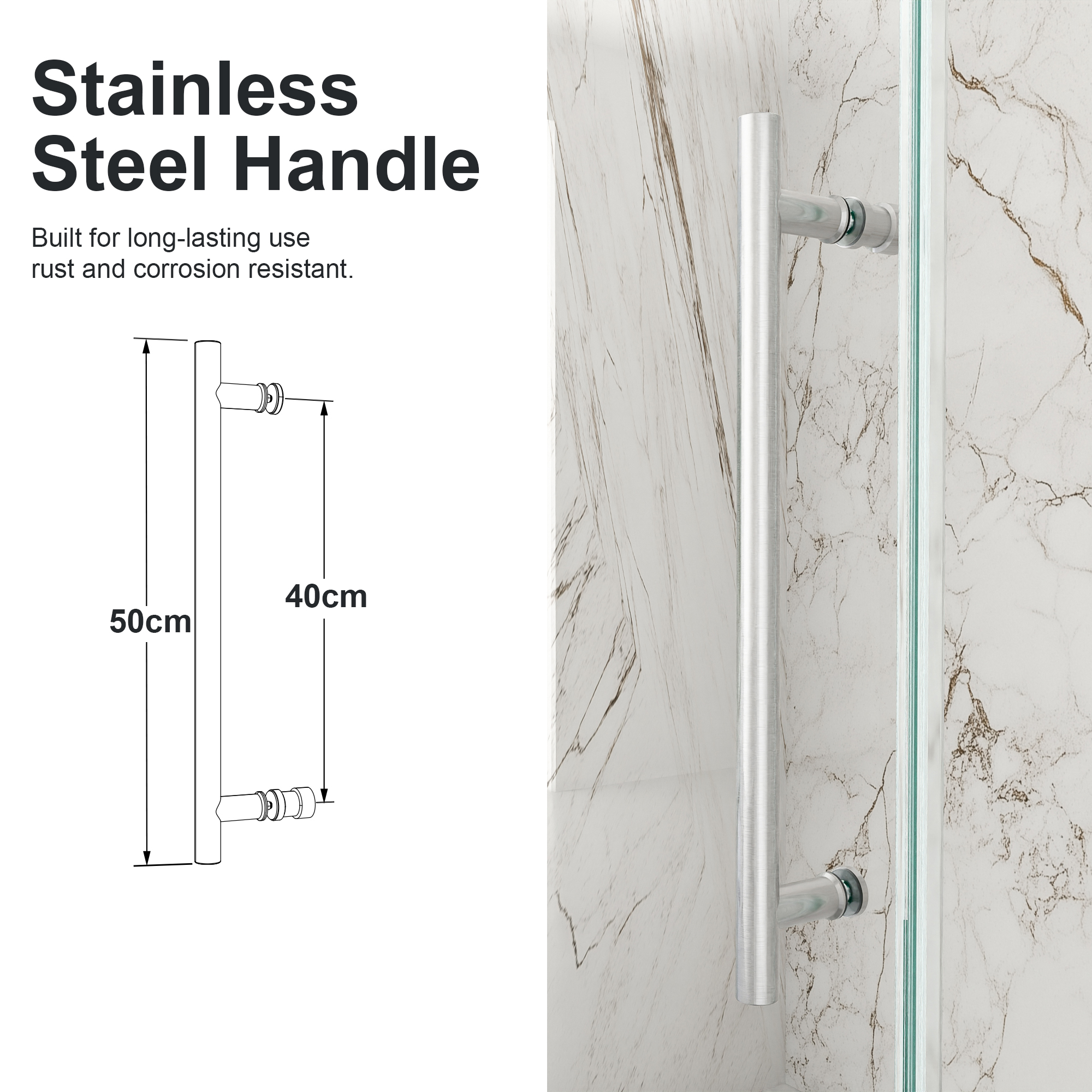 56"-60"W x 72"H Frameless Single Sliding Shower Door – 5/16" (8mm) Clear Tempered Glass,Brushed Nickel02