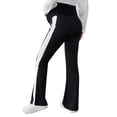 thumbnail image 3 of Deago Women's Striped Maternity Flare Leggings Over The Belly Casual Soft Split Hem Pregnancy Yoga Pants (Black, M), 3 of 8