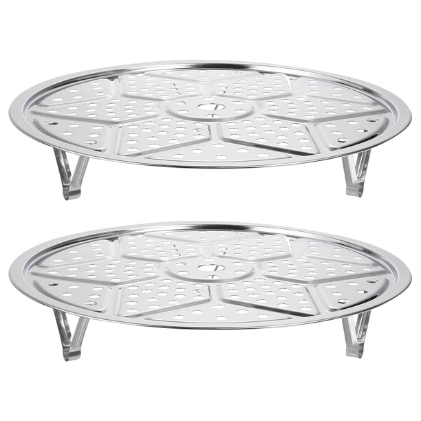 Rejilla de vapor de acero inoxidable con soporte, bandeja para olla de 11 pulgadas, tono plateado