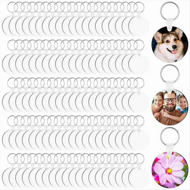 300 piezas de llaveros en blanco para sublimación, un conjunto de llaveros en blanco de MDF de doble cara con transferencia de calor, con anillos y