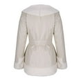 thumbnail image 5 of XPMWRP Women's Faux Fur Collar Thicken Jacket Long Sleeve Solid Color Coats Oversized Winter Trendy Clothes with Belt and Pockets Beige XL, 5 of 6