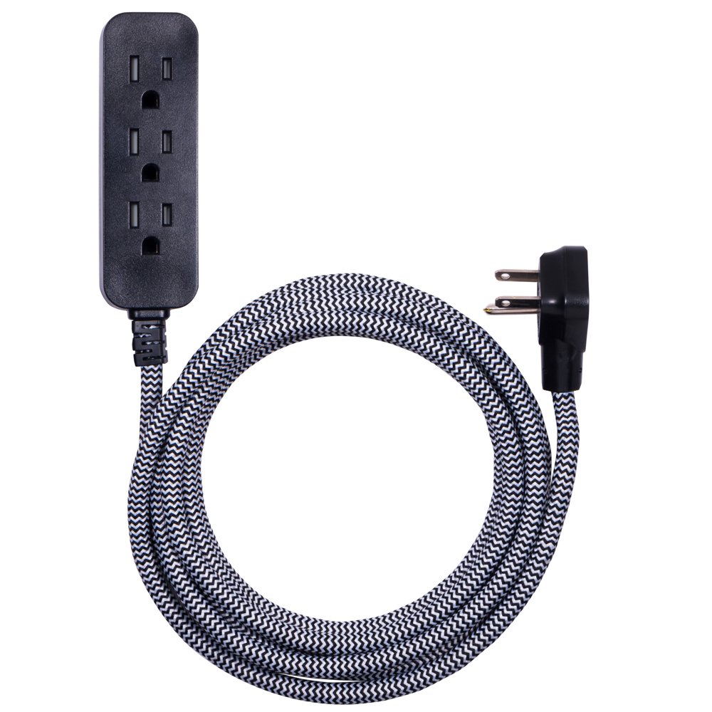 Cordinate 3 Outlet Extension Cord with Surge Protection, 10 ft, Black
