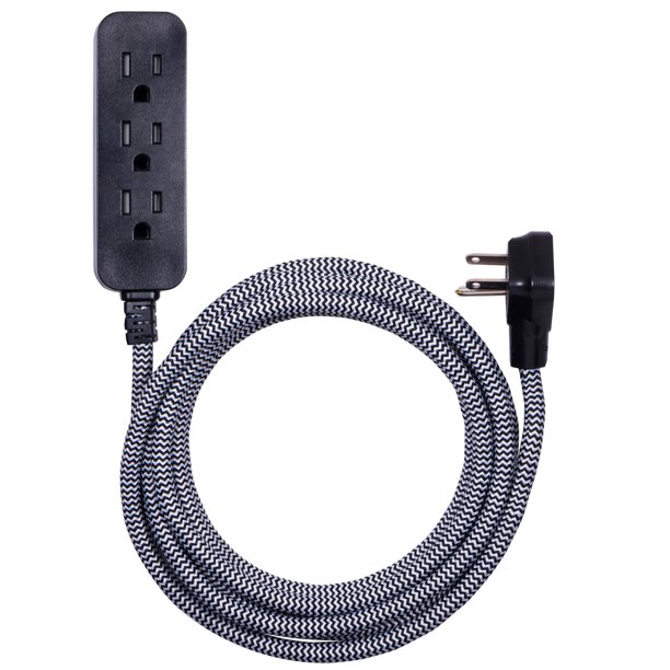 Cordinate 3 Outlet Extension Cord with Surge Protection, 10 ft, Black