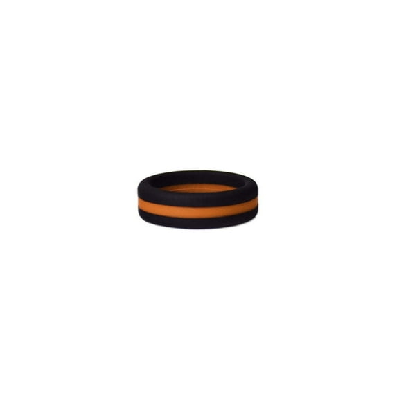 Black and Orange Stripe Silicone Ring Size 11 by Lifebeats