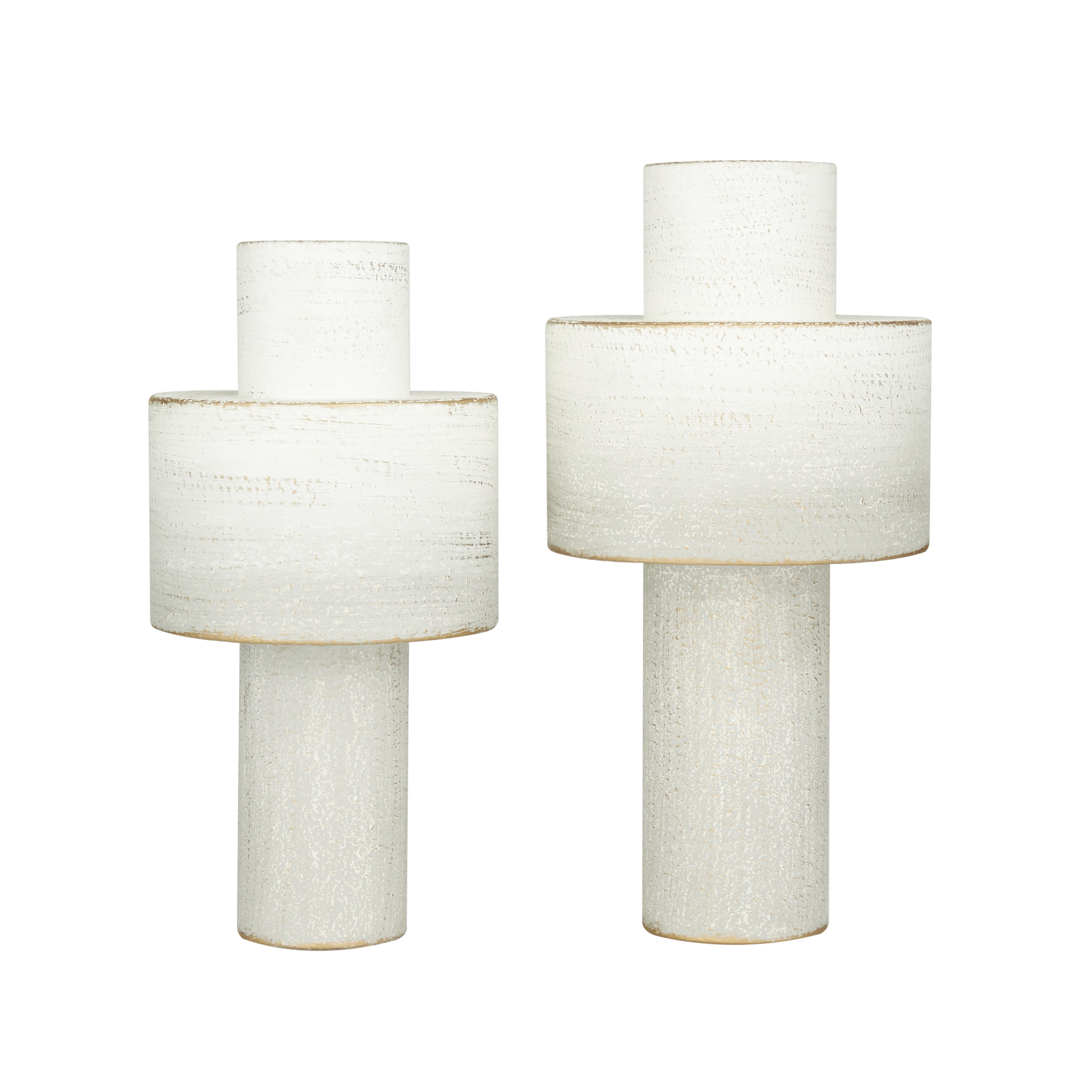 CosmoLiving by Cosmopolitan 16", 15"H White Metal Vase, Set of 2