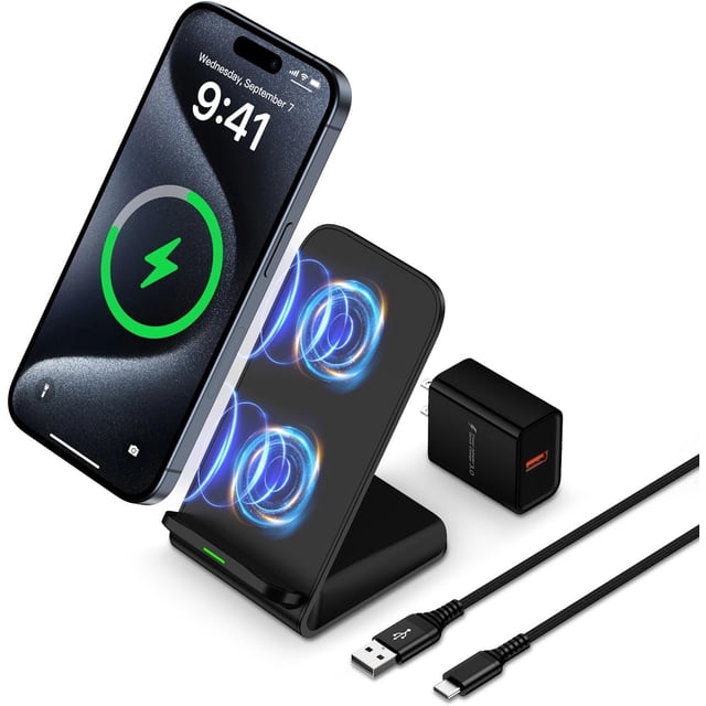 Estación de carga inalámbrica Amtobo 15 W Fast para Motorola Edge 60 Stylus/Edge 2024/Moto G Power 2025/50 Neo/Edge+ 2023/Edge 50 Pro/Samsung S25 S25+ S24 S23