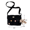 thumbnail image 3 of Bolso Diagonal De Lona Bolso bandolera de lona Mujer Estudiantes Satchel grande con insignia (Colgante negro), 3 of 5