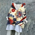 thumbnail image 2 of Busydd Womens Tops Fashion Vintage Floral Print Cotton Linen Shirts Long Sleeve Round Neck Summer Tops Loose Fit Plus Size Blouses Casual Comfort Tee Tops Classic Oversized Tops for Women,S-5XL, 2 of 7