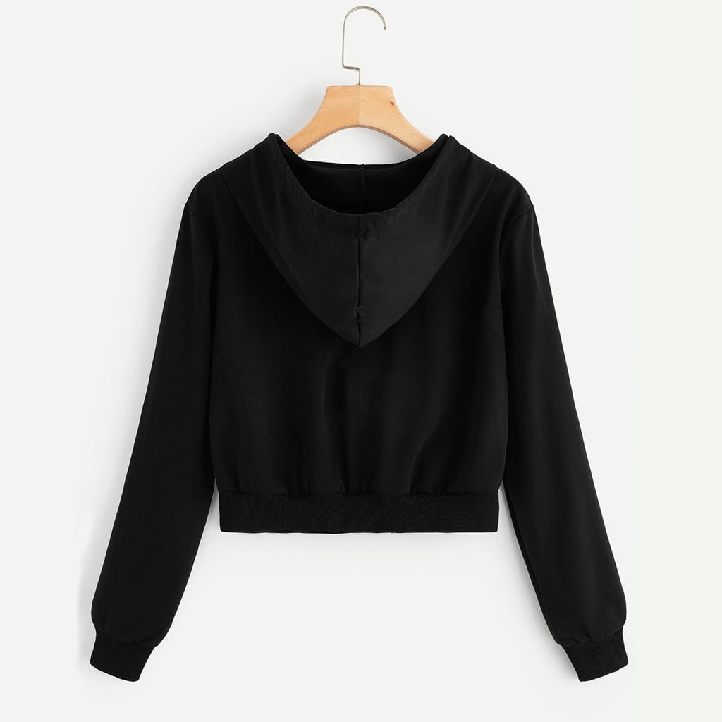 Fartey Womens Plus Size Hoodies Fashion Zip Up Hoodies Cropped Tops Teen Girls Cute Crop Jackets Casual Loose Solid Color Hooded Sweatshirts 2025