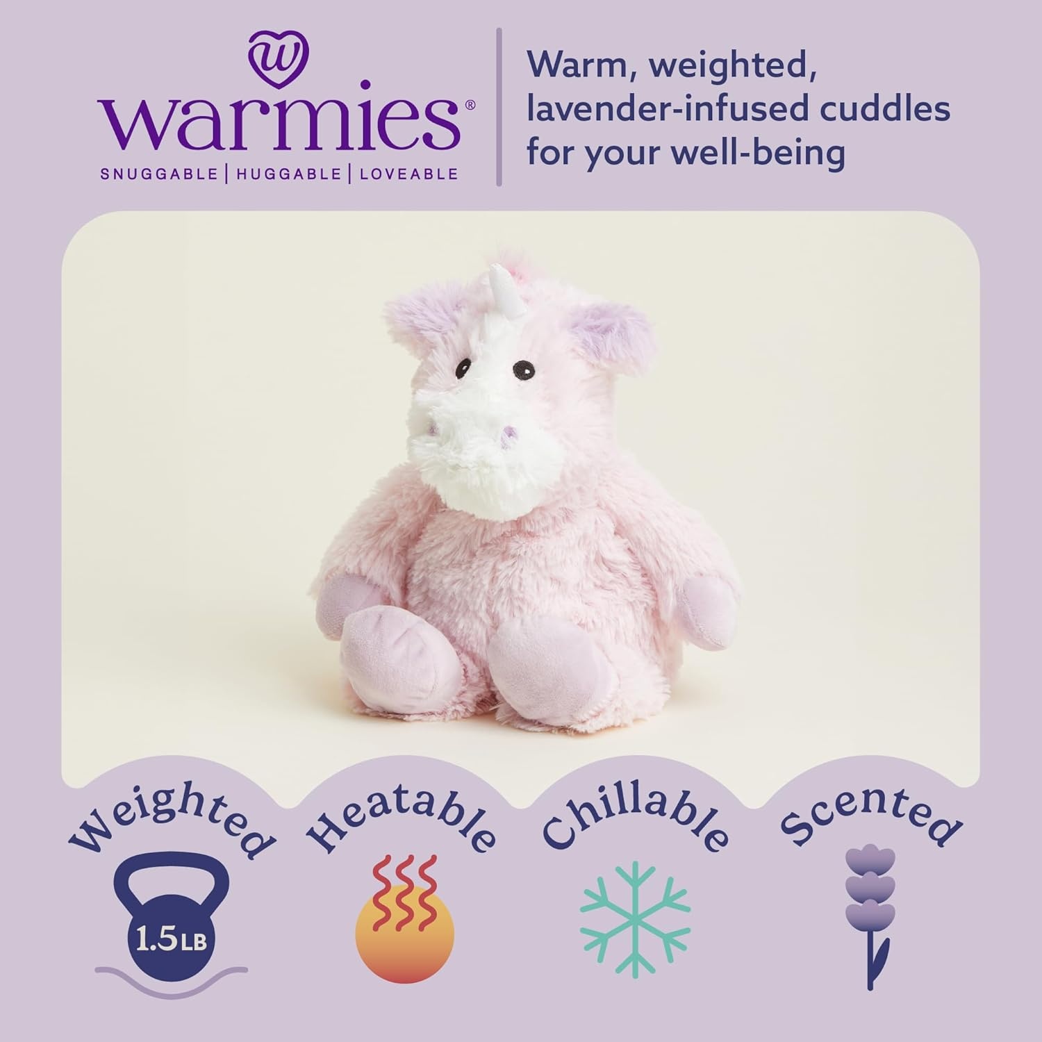 Warmies 13-Inch White Unicorn Heated Plush Toy photo 4