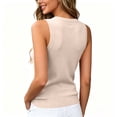 thumbnail image 4 of Dwellite Sleeveless Sweater Tops for Women Summer Dressy Crew Neck Knit Tank Tops Spring Business Casual Work Shirts Blouses Beige L, 4 of 4