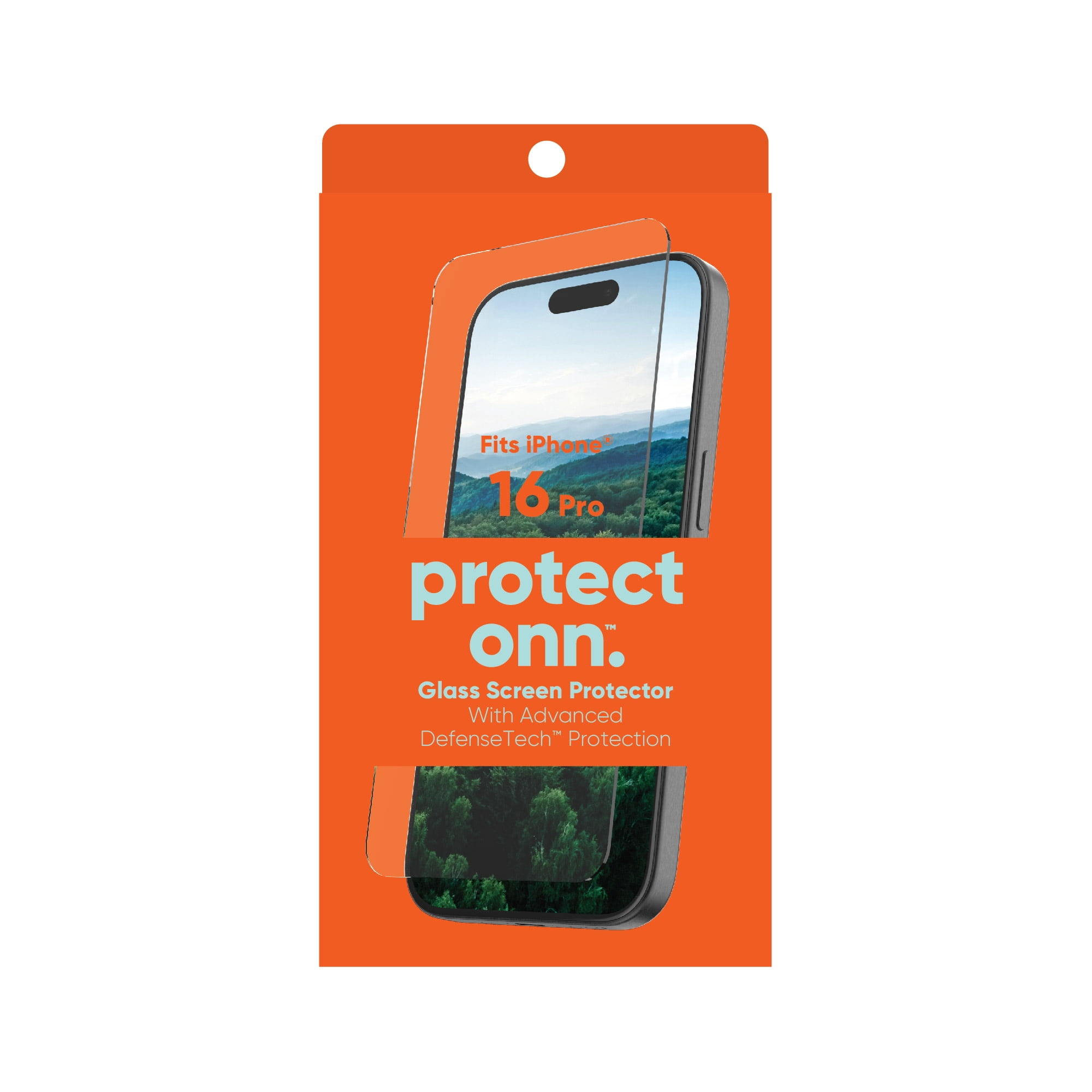 onn. DefenseTech Glass Screen Protector with Blue Light Filtering for iPhone 16 Pro