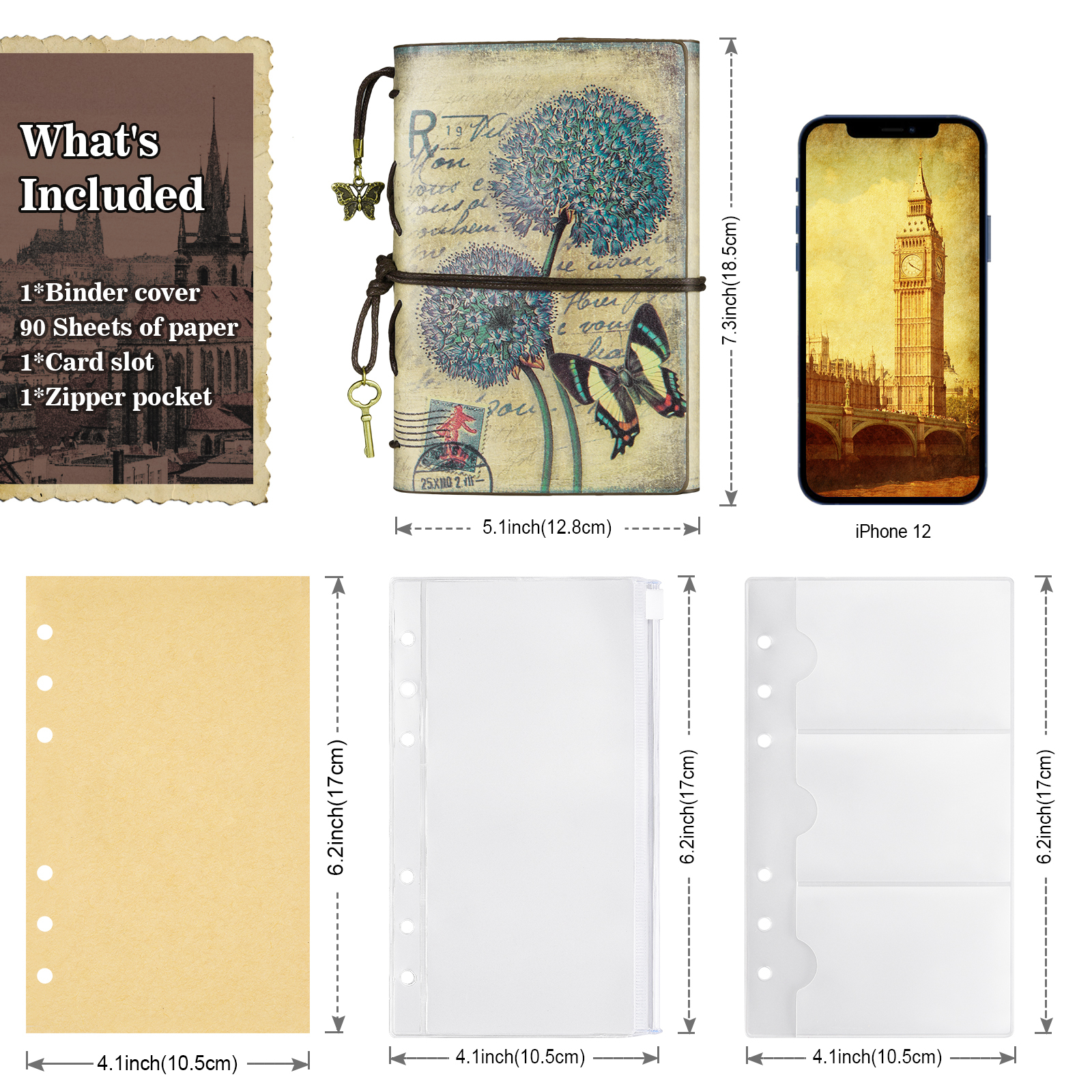 OMEYA Vintage Leather Journal, 7.3" x 5.1", 180 Pages photo 4