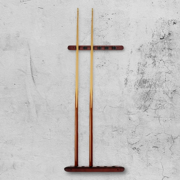 NIAIZEK 2-Pack Solid Wood Pool Cue Wall Mount Holder with Six Holes, Dark Red Billiards Rack Organizer