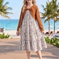 thumbnail image 6 of LNMQLPDBS Dresses Sets for Girls Halter Ruffle Flowy Dress & Layered Ruffle Long Sleeve Sun Protection Coat 2pcs Outfits Trendy Summer Clothes Set for Going Out and Family Photo, 6 of 8