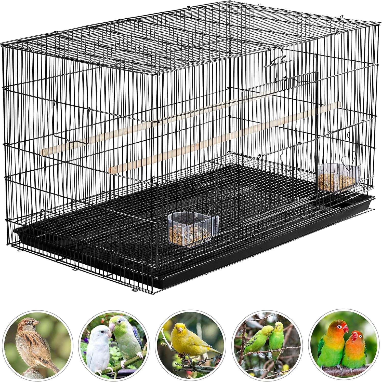 WSWJY Pet Products Stackable Rectangle Flight Bird Cages for Small Birds Parrots Parakeets Cockatiels Conures Budgies Lovebirds Canaries Finches w/Slide-Out Tray