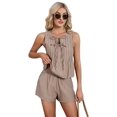 thumbnail image 3 of Women'S Summer Two-Piece Sleeveless Linen Suit Khaki S, 3 of 8