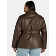 thumbnail image 4 of Time and Tru Women's and Women's Plus Faux Leather Cropped Belted Trench, Sizes XS-3X, 4 of 6