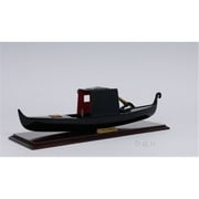 Model Boat Venetian Gondola Small 17-In Black Painted Brass Metal Wood New OM-18