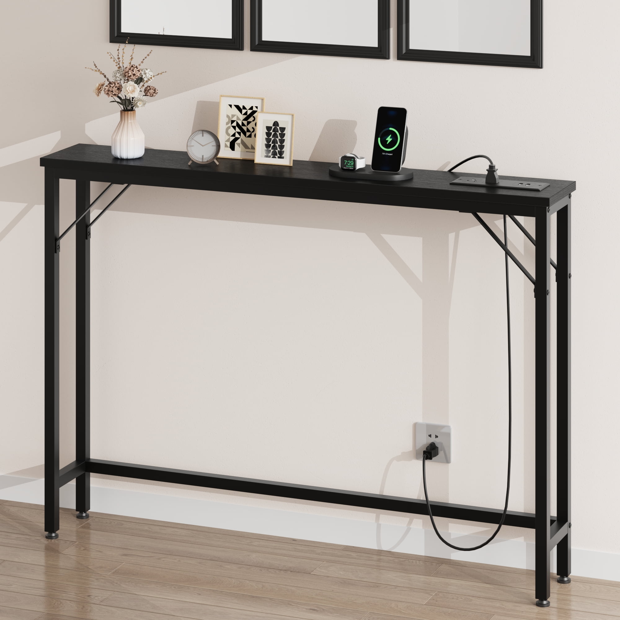 5.9" Narrow Sofa Table, Skinny Console Table with Storage, Slim Behind Couch Table for Living Room, Entryway, Hallway, Foyer