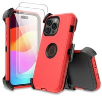 Xhy for iPhone 15 Pro Max Case with Screen Protector and Belt Clip Holster Military Grade Heavy Duty 3 in 1 Shockproof Armor iPhone 15 Pro Max 6.7 inch 2023 Phone - Red Black