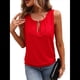 thumbnail image 2 of Blusas de Verano con Ojales para Mujer, Camisetas Sin Mangas con Cuello Redondo, Camisetas para Mujer Rojo M, 2 of 9