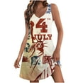thumbnail image 2 of GaThRRgYP Women's Casual Ruffle Short Sleeve Dress,Women's Casual Sundress with Pockets Summer Boho Beach Dress Floral T-Shirts Dress Neck Loose Tank Dresses, 2 of 6