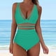 thumbnail image 1 of Conjunto de bikini liso sin mangas para mujer, traje de baño push-up acolchado, ropa de playa, traje de baño de poliéster, 1 of 4