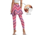 thumbnail image 4 of COEQINE Women Yoga Skirted Legging with Pockets Fashion High Waist Tennis Leggings with Skirts Stripes Pink Print Moisture-Wicking Golf Pickleball Skirts with Leggings, XS, 4 of 7