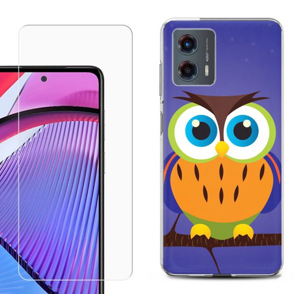 OneToughShield ® Compatible with Motorola Moto G 5G 2023, Shockproof Phone Case, with Tempered Glass Screen Protector - Night Owl