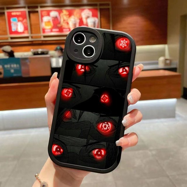 Naruto Itachi Uchiha Sasuke Kakashi Eyes Phone Case For iPhone 14 Plus 13 12 11 Pro Max Mini X XS XR Soft Silicone Black CoverFor iphone 13 Mini Gao Jinjia LED