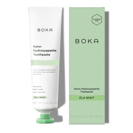 Boka Fluoride Free Toothpaste, Nano Hydroxyapatite Toothpaste, Appropriate for Sensitive Teeth - Ela Mint Flavor, 3.4 fl oz