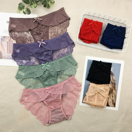 

NECHOLOGY Womens Lace Sexy Breathable Lace Hollow Out And Raise The Buttocks Pure Brief Panties Satin Boxers Unisex Underpants B One Size