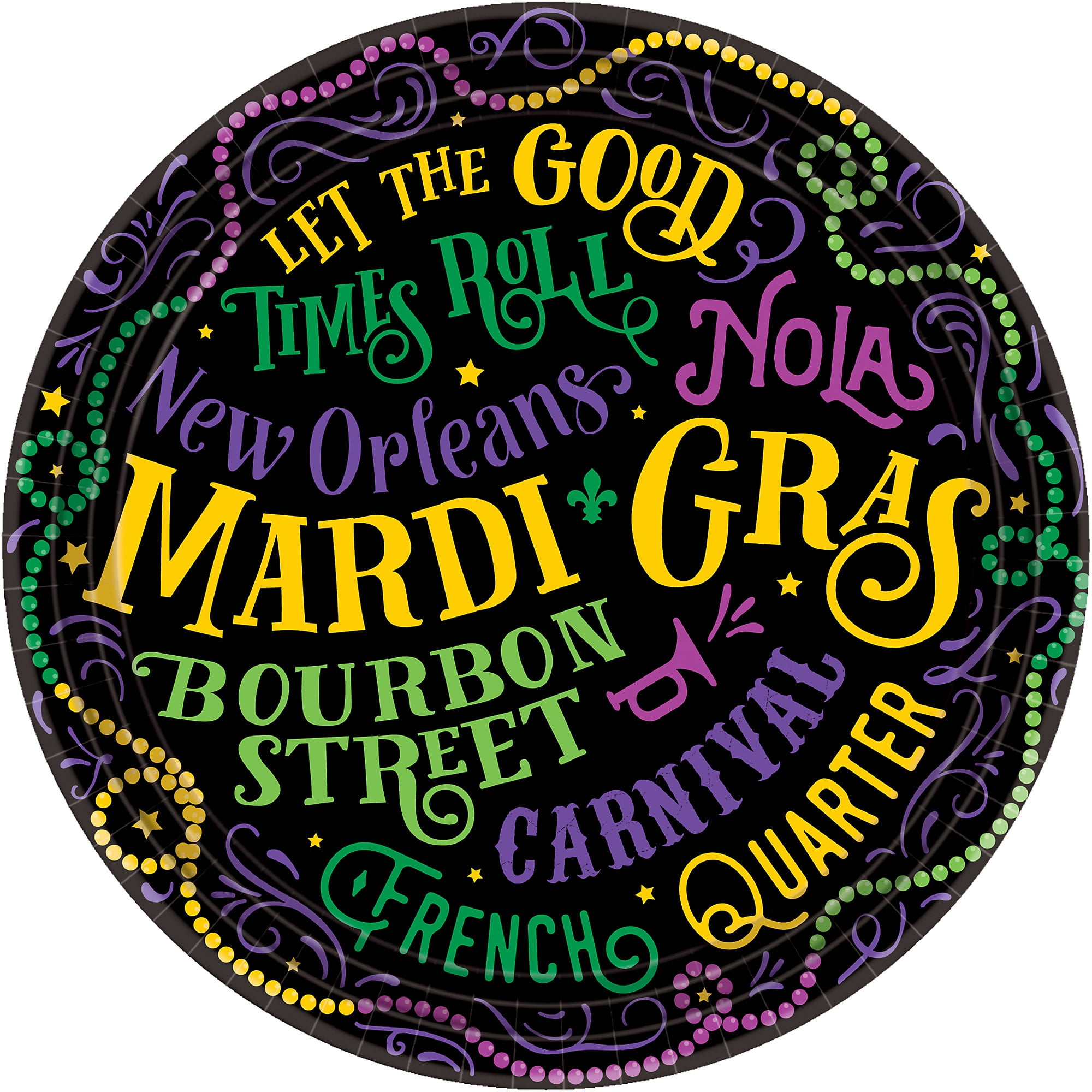 Amscan Good Times Mardi Gras Plates 9 Inches 60 Count