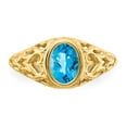 thumbnail image 4 of Solid 14k Yellow Gold 7x5mm Oval Blue Topaz Engagement Ring Size 8.5, 4 of 5