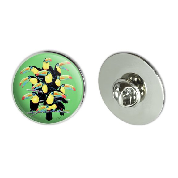 Colorful Toucan Town Rainforest Birds Metal 1.1" Tie Tack Hat Lapel Pin Pinback