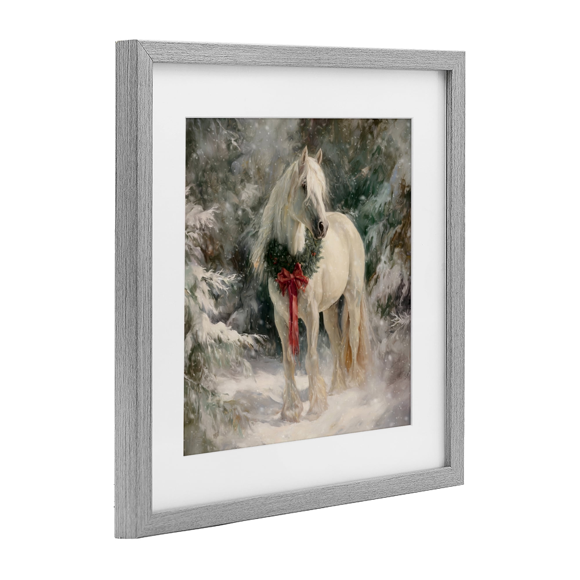Stupell Industries Pretty Christmas Mare Gray Framed Print Under Glass, design by Tina LeCour
