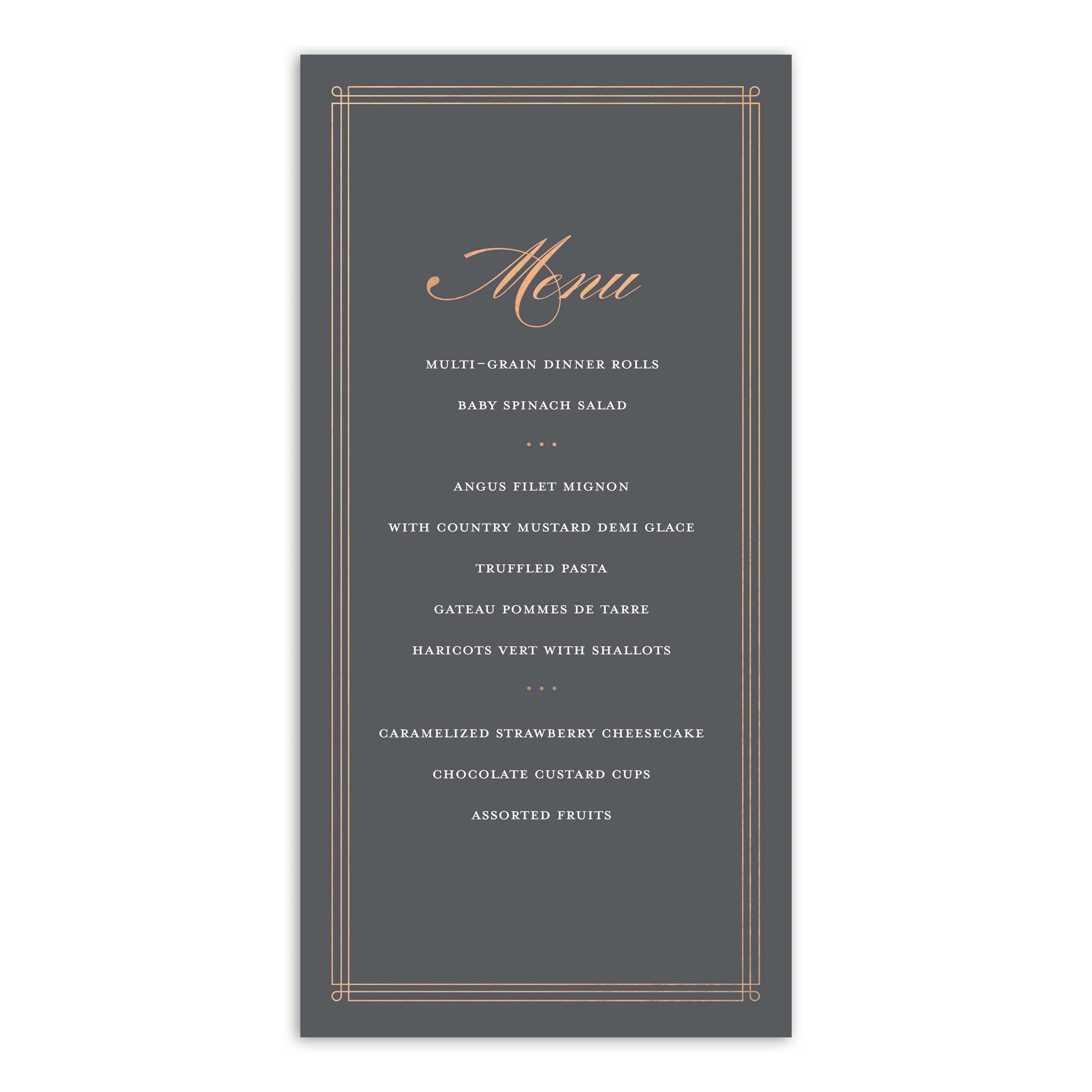 personalized wedding menu card elegant lines 4 x 8