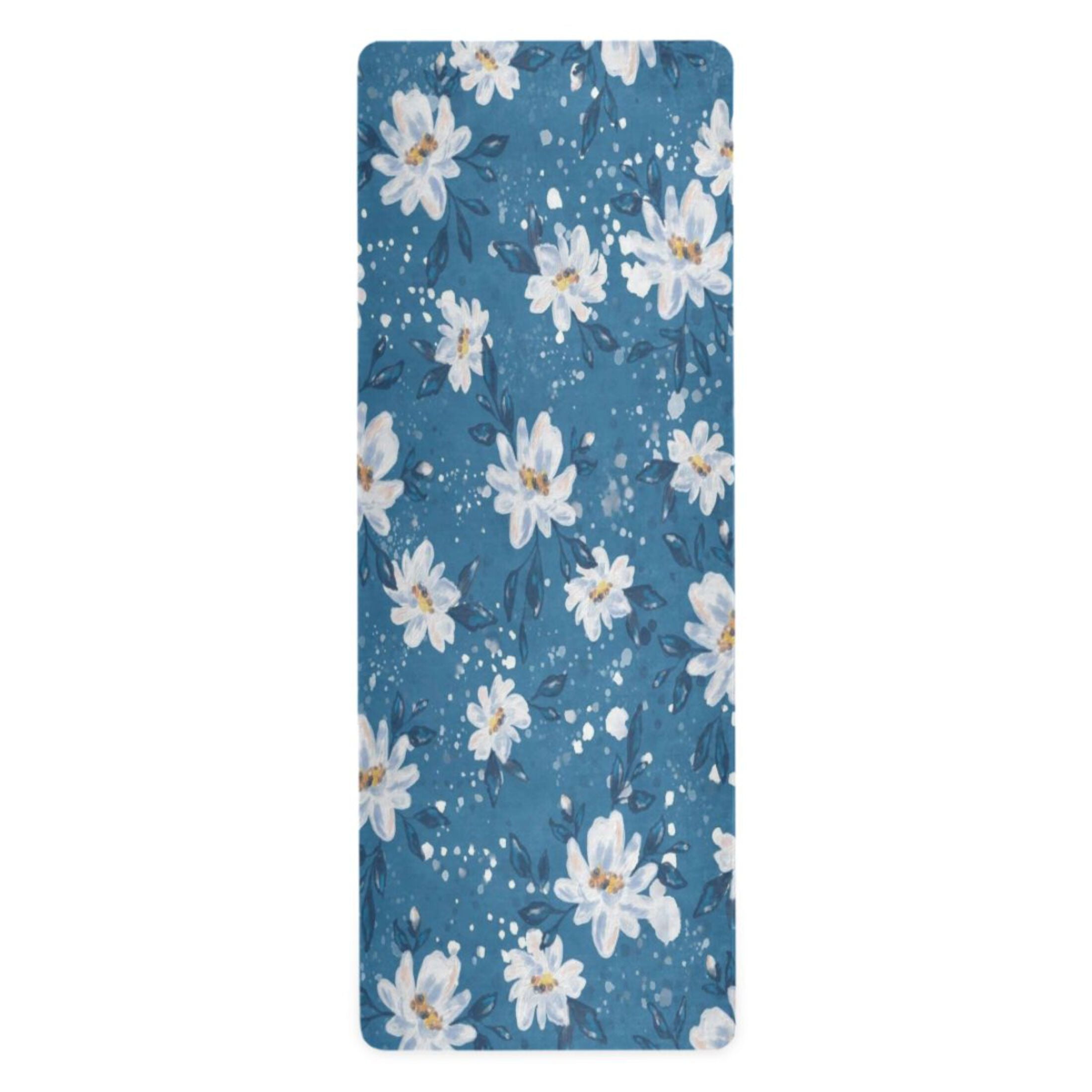 BZSMCE Yoga Mat Women Fitness Mat Azure Floral Serenity Pattern