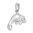 thumbnail image 4 of Auriga Fine Jewelry 925 Sterling Silver Rhodium-Plated Polished 3D Manatee Pendant for Women (L-23mm, W-20mm), 4 of 6