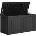 thumbnail image 6 of Uforic 80 Gallon Outdoor Resin Deck Box – Lockable Storage with Stylish Wood-Grain Texture & Durable Black Finish for Patio & Garden, 6 of 9