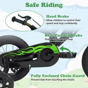Costway 12 Kids Bike Motocross Style with Removable Training Wheels Dual Brake System for Ages 3-4 Years Black