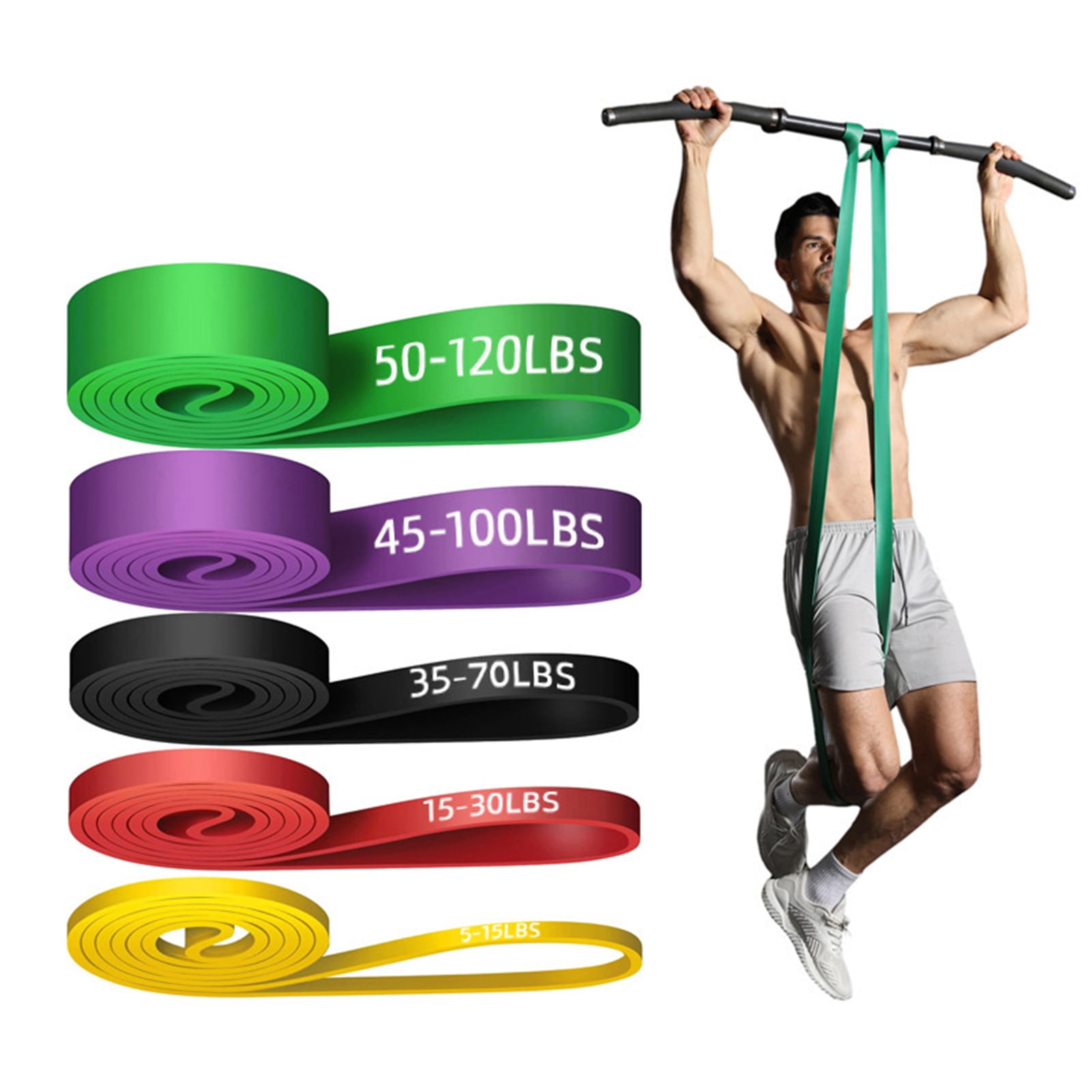 YIFAEUX Resistance Band Multifunction Body Stretching Muscles Building Physical Therapy Strength Training Home Gym Workout Exercise Pull-Up Yoga TPE Elastic Band