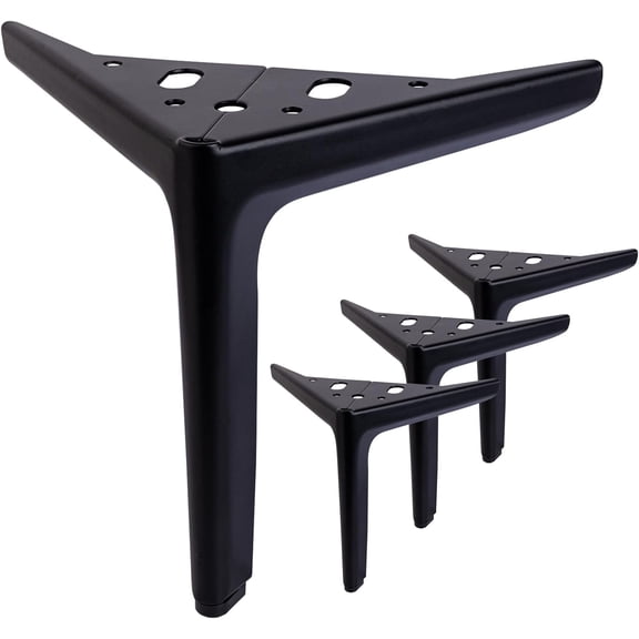 7 Inch Matte Black Furniture Legs, Metal Legs for Furniture Set of 4,DIY Replacement for Sofa Legs, Cabinet Legs, Couch Legs, Ottoman Legs, Table Legs and Dresser Legs