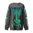 thumbnail image 5 of Tisuna Halloween Sweatshirt For Women Cute Skeleton Print Crewneck Sweatshirt Ladies Long Sleeve Halloween Everyday Wear Fall Tops Clothes Size L, 5 of 5
