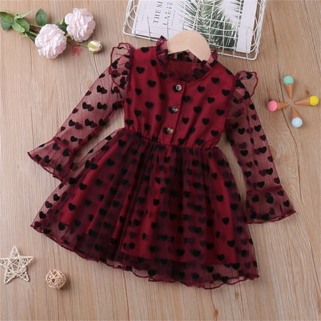 

Dress For Kids Long Sleeve Polka Dot Tulle