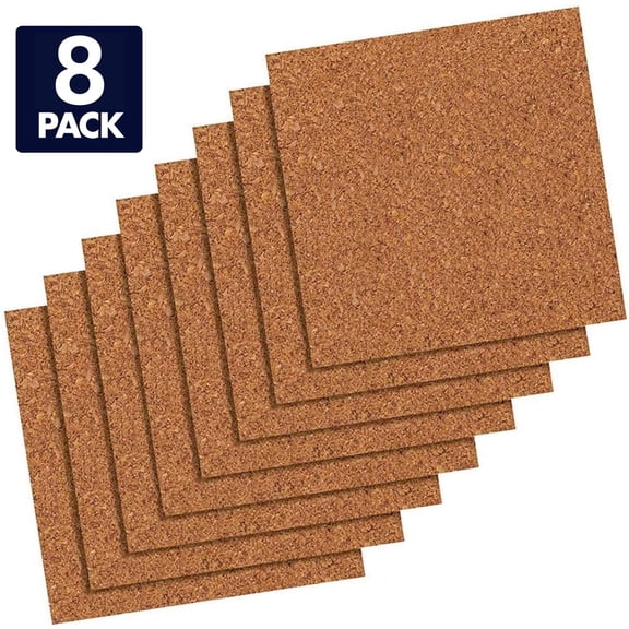 Cork Board Tiles 8 Pack Self-Adhesive Corkboards for Wall Pin Board Decorative Bulletin Board for Office Home Kitchen