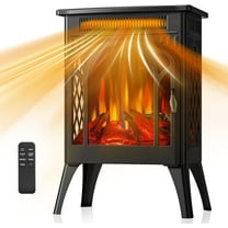 CRZOE Electric Fireplace Stove, 1500W, Fast Heating, X Infrared Fireplace Heater with Remote Control, 8H Timer, Freestanding Stove with Adjustable 3D Flame Overheat Protection, Indoor Fireplace