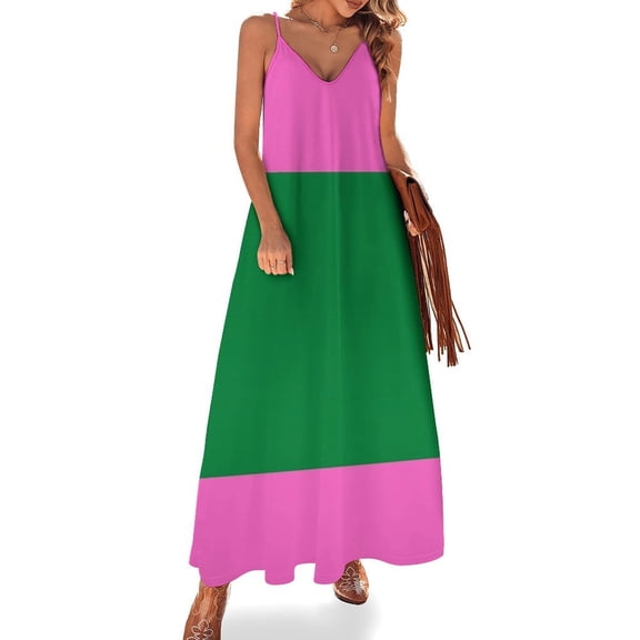 Pink And Green Sleeveless Dress Loose Women's Dress Dresses Luxury Evening Dresses