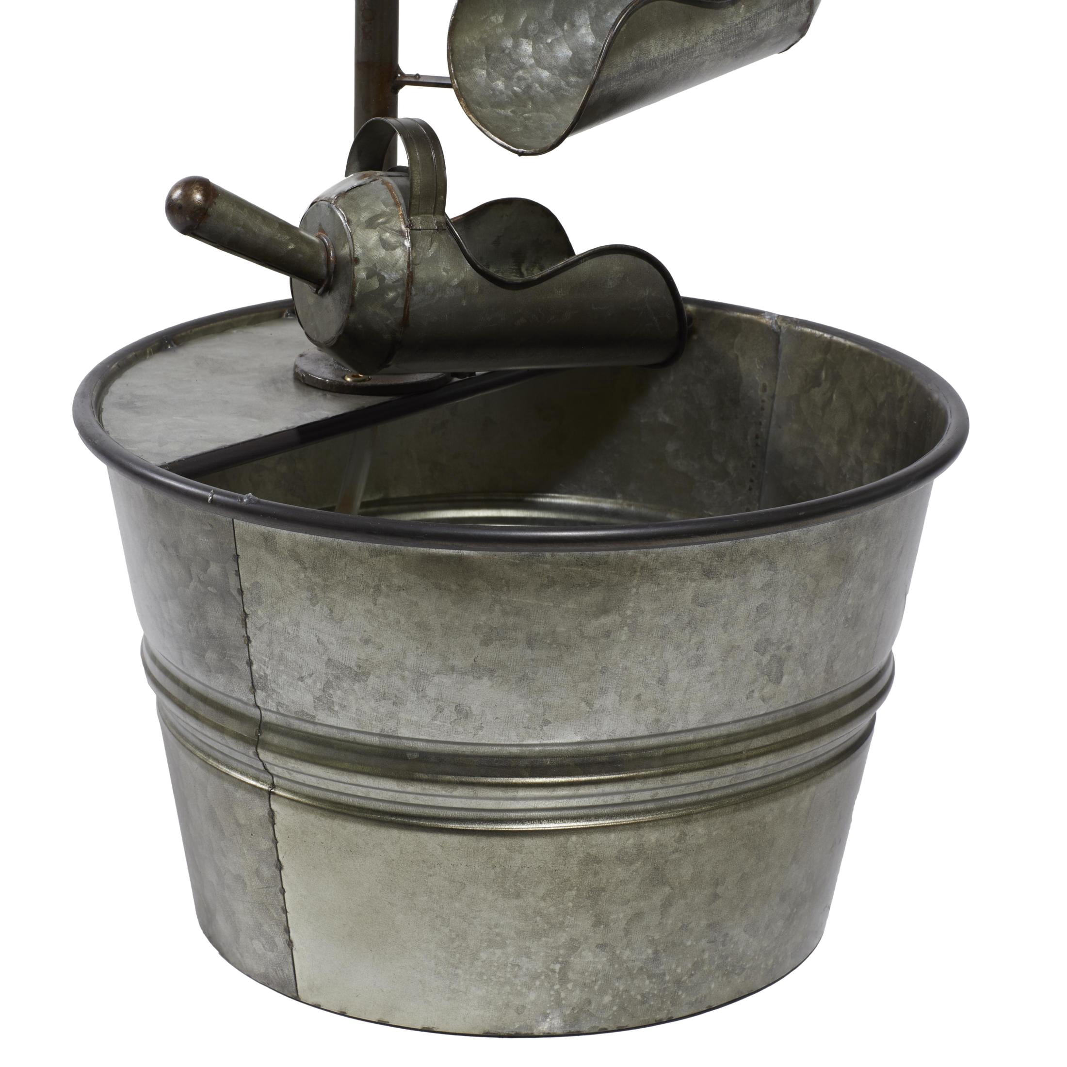 DecMode Gray Fountain Indoor Outdoor Decor with Watering Cans